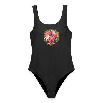 Blush-Blumenstrauß - Frauen Badeanzug - Schwarz - Vorne - AI Model Female 172 light (172cm)