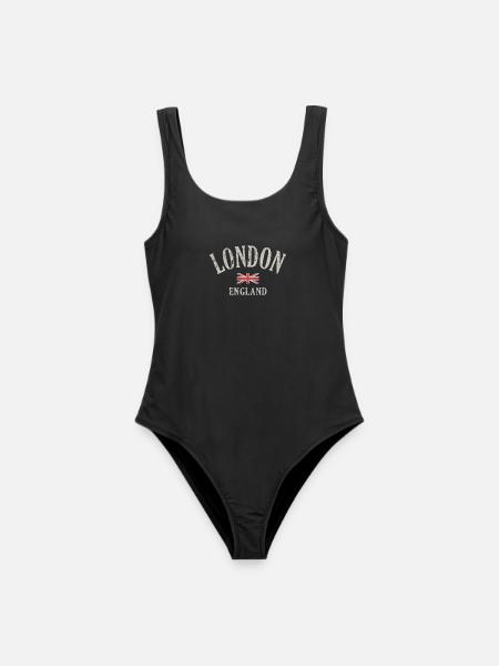 Vintage London England Union Jack T-Shirt - Frauen Badeanzug - Schwarz