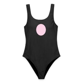 Schwein Kostüm rosa Schweinebauch Halloween - Frauen Badeanzug - Schwarz - Vorne - AI Model Female 172 light (172cm)