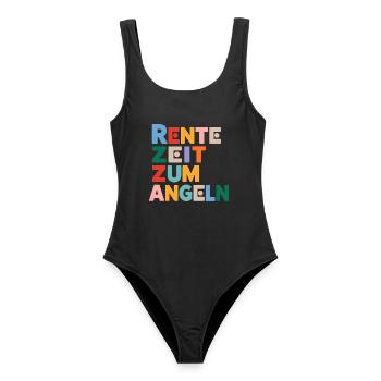 Rente Zeit zum Angeln Spruch - Frauen Badeanzug - Schwarz - Vorne - AI Model Female 172 light (172cm)