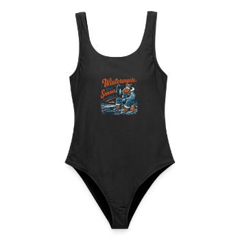 Winterangel Retro Motiv - Frauen Badeanzug - Schwarz - Vorne - AI Model Female 172 light (172cm)