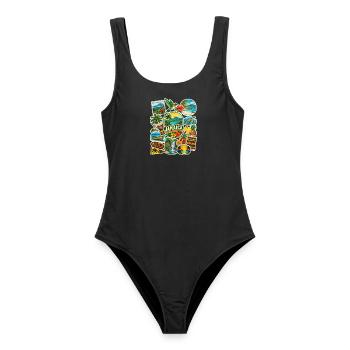 Jamaika Reisesticker - Frauen Badeanzug - Schwarz - Vorne - AI Model Female 172 light (172cm)