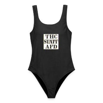 THC STATT AFD - Frauen Badeanzug - Schwarz - Vorne - AI Model Female 172 light (172cm)