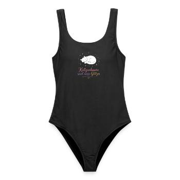 Katzenhaar Glitzer-Statement - Frauen Badeanzug - Schwarz - Vorne - AI Model Female 172 light (172cm)