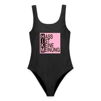 Hass is keine Meinung! - Frauen Badeanzug - Schwarz - Vorne - AI Model Female 172 light (172cm)