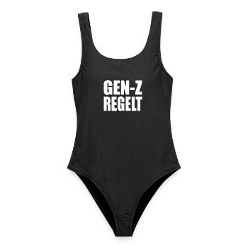 gen z regelt  - Frauen Badeanzug - Schwarz - Vorne - AI Model Female 172 light (172cm)