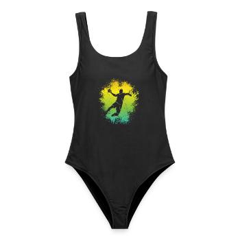 Handballer Handball Kinder Jungen Handballspieler - Frauen Badeanzug - Schwarz - Vorne - AI Model Female 172 light (172cm)