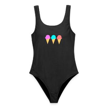 Eis Eiscreme Erdbeere Erdbeereis Sommer Festival - Frauen Badeanzug - Schwarz - Vorne - AI Model Female 172 light (172cm)