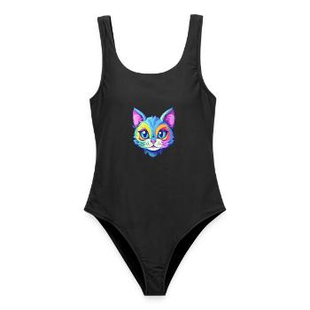 Colorpoint Perserkatze Aquarell Karikatur Kawaii - Frauen Badeanzug - Schwarz - Vorne - AI Model Female 172 light (172cm)