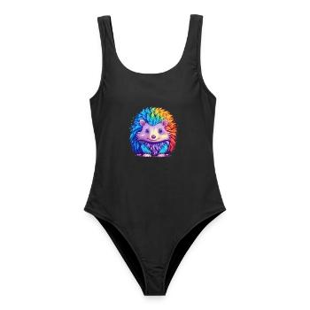 Igel Buntes Aquarell Cartoon Kawaii Tier - Frauen Badeanzug - Schwarz - Vorne - AI Model Female 172 light (172cm)