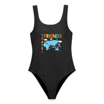 Travel Friends - Reise Reisen Urlaubsreise Geschen - Frauen Badeanzug - Schwarz - Vorne - AI Model Female 172 light (172cm)