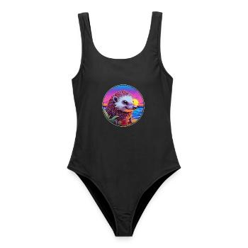 Igel Buntes Aquarell Cartoon Kawaii Tier - Frauen Badeanzug - Schwarz - Vorne - AI Model Female 172 light (172cm)
