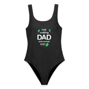 walking dad kid proud dad child - Frauen Badeanzug - Schwarz - Vorne - AI Model Female 172 light (172cm)