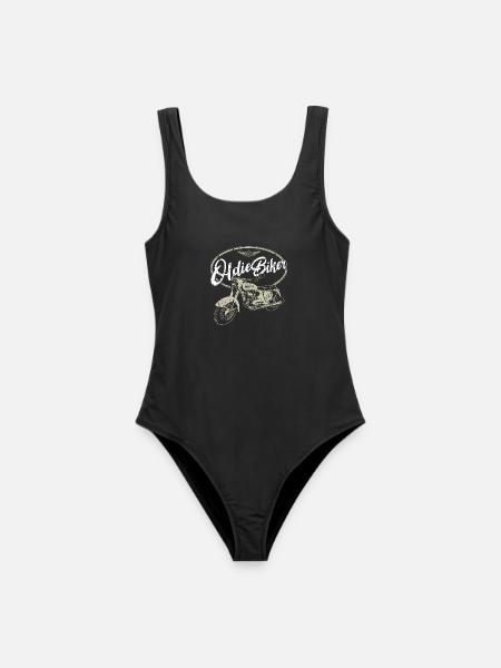 Oldtimer Motorrad - Oldie Biker - Frauen Badeanzug - Schwarz