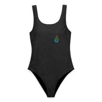 Blatt Tropfen Feuer Logo - Frauen Badeanzug - Schwarz - Vorne - AI Model Female 172 light (172cm)