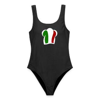 Italienische Kochmütze Küche Italia - Frauen Badeanzug - Schwarz - Vorne - AI Model Female 172 light (172cm)