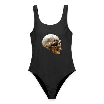 Totenschädel – Totenkopf - Frauen Badeanzug - Schwarz - Vorne - AI Model Female 172 light (172cm)