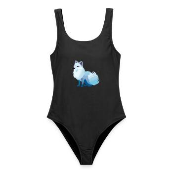 Arktisfuchs Bunte Aquarell-Karikatur Kawaii Anim - Frauen Badeanzug - Schwarz - Vorne - AI Model Female 172 light (172cm)