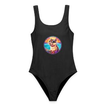Chipmunk Buntes Aquarell Cartoon Kawaii Tier - Frauen Badeanzug - Schwarz - Vorne - AI Model Female 172 light (172cm)