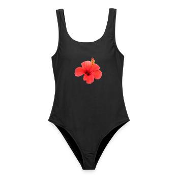 Blume rot rote Blumen rot rote Blumen Hibiskus - Frauen Badeanzug - Schwarz - Vorne - AI Model Female 172 light (172cm)