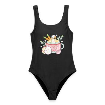 BOW Oster-Chibi-Pokal - Frauen Badeanzug - Schwarz - Vorne - AI Model Female 172 light (172cm)