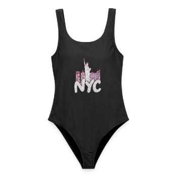 NYC New York City USA Amerika Reisen New Yorker - Frauen Badeanzug - Schwarz - Vorne - AI Model Female 172 light (172cm)