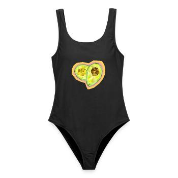 Spritzige Avocado Vitaminbombe - Frauen Badeanzug - Schwarz - Vorne - AI Model Female 172 light (172cm)
