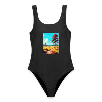 Cannock Chase Vintage Reiseposter Souvenir WPA - Frauen Badeanzug - Schwarz - Vorne - AI Model Female 172 light (172cm)