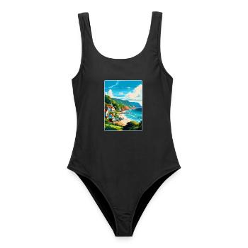 Lynton Lynmouthdevon Reiseposter Souvenir WPA - Frauen Badeanzug - Schwarz - Vorne - AI Model Female 172 light (172cm)