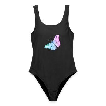Schmetterlings Wasserfarben Gradient - Frauen Badeanzug - Schwarz - Vorne - AI Model Female 172 light (172cm)