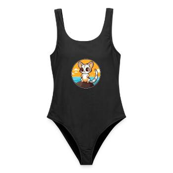 Zucker Gleiter Aquarell Karikatur Kawaii Clipart Haustier - Frauen Badeanzug - Schwarz - Vorne - AI Model Female 172 light (172cm)