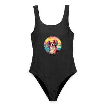Continental Spielzeug Spaniel Hunderasse Bunte Karikatur - Frauen Badeanzug - Schwarz - Vorne - AI Model Female 172 light (172cm)