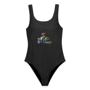 Scharfsinniger Mikrobiologe Laboralltag - Frauen Badeanzug - Schwarz - Vorne - AI Model Female 172 light (172cm)