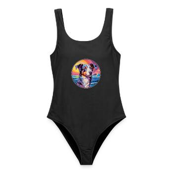 Neuseeland Huntaway Hunderasse Bunte Karikatur Wa - Frauen Badeanzug - Schwarz - Vorne - AI Model Female 172 light (172cm)