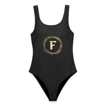 F - Frauen Badeanzug - Schwarz - Vorne - AI Model Female 172 light (172cm)