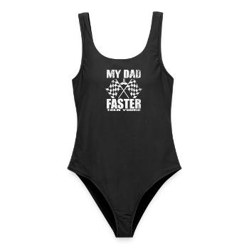my dad faster then yours - Frauen Badeanzug - Schwarz - Vorne - AI Model Female 172 light (172cm)