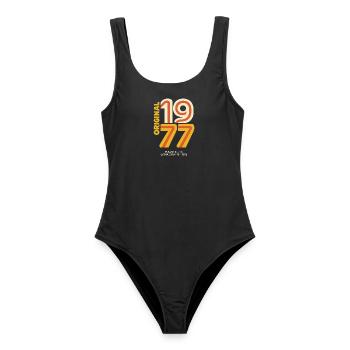 Jahrgang 1977 50. Geburtstag lustig Geschenk Retro - Frauen Badeanzug - Schwarz - Vorne - AI Model Female 172 light (172cm)