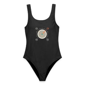 Wellenform-Wahlschalter auf Sägezahn - Frauen Badeanzug - Schwarz - Vorne - AI Model Female 172 light (172cm)
