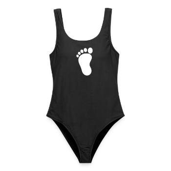 Babyfuß weiß Geschenk zur Geburt Taufe - Frauen Badeanzug - Schwarz - Vorne - AI Model Female 172 light (172cm)