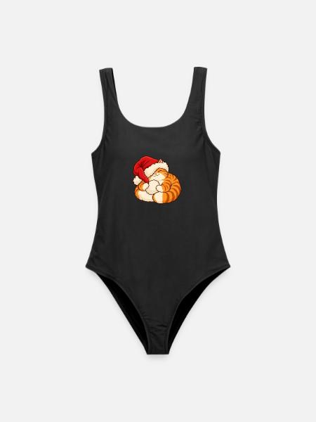 Weihnachten - Schlafendes Weihnachtskätzchen - Frauen Badeanzug - Schwarz