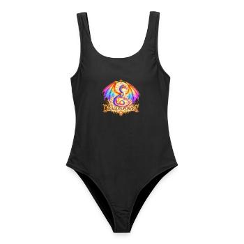 Regenbogendrache – Dragon Power & Mandala - Frauen Badeanzug - Schwarz - Vorne - AI Model Female 172 light (172cm)