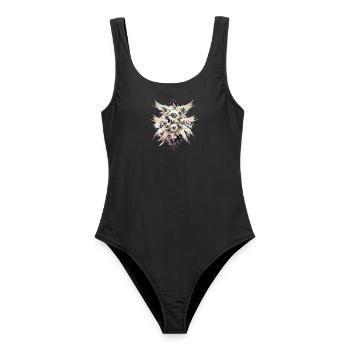 Biblisch korrekter Engel Seraphim Ophanim Gothic - Frauen Badeanzug - Schwarz - Vorne - AI Model Female 172 light (172cm)