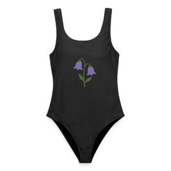 Glockenblume Blumen botanisch Pflanze Geschenkidee - Frauen Badeanzug - Schwarz - Vorne - AI Model Female 172 light (172cm)