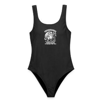 Preggosaurus Dino Mama Babybauch Schwanger Humor - Frauen Badeanzug - Schwarz - Vorne - AI Model Female 172 light (172cm)