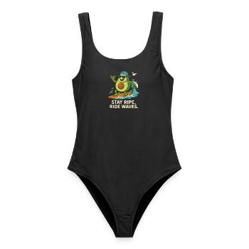 Stay ripe, ride waves - Frauen Badeanzug - Schwarz - Vorne - AI Model Female 172 light (172cm)