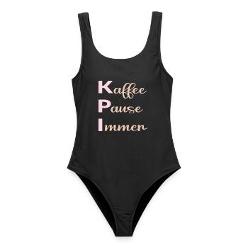 Büro Kaffee Sprüche - Frauen Badeanzug - Schwarz - Vorne - AI Model Female 172 light (172cm)