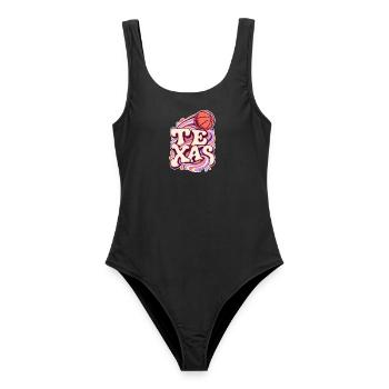 Texas Hoop Swirl - Frauen Badeanzug - Schwarz - Vorne - AI Model Female 172 light (172cm)