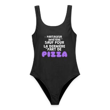 Sharer außer Pizza-Humor - Frauen Badeanzug - Schwarz - Vorne - AI Model Female 172 light (172cm)