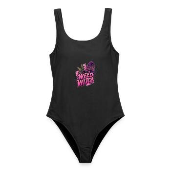 Weed Witch – Pink Edition - Frauen Badeanzug - Schwarz - Vorne - AI Model Female 172 light (172cm)