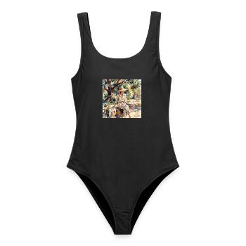 Sommerlicht in Aquarellkleid - Frauen Badeanzug - Schwarz - Vorne - AI Model Female 172 light (172cm)